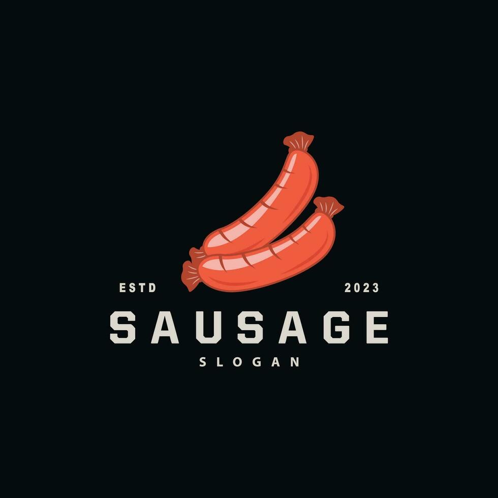 saucisse logo, saucisse nourriture gril vecteur, Facile rétro ancien conception restaurant inspiration vecteur