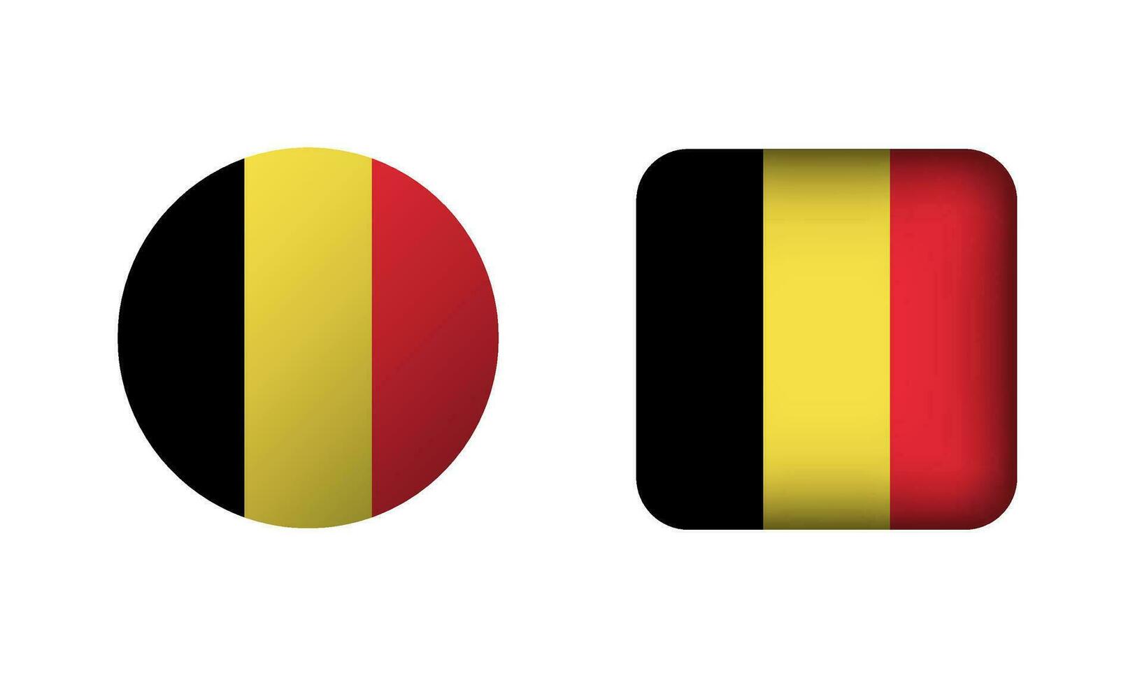 plat carré et cercle Belgique drapeau Icônes vecteur
