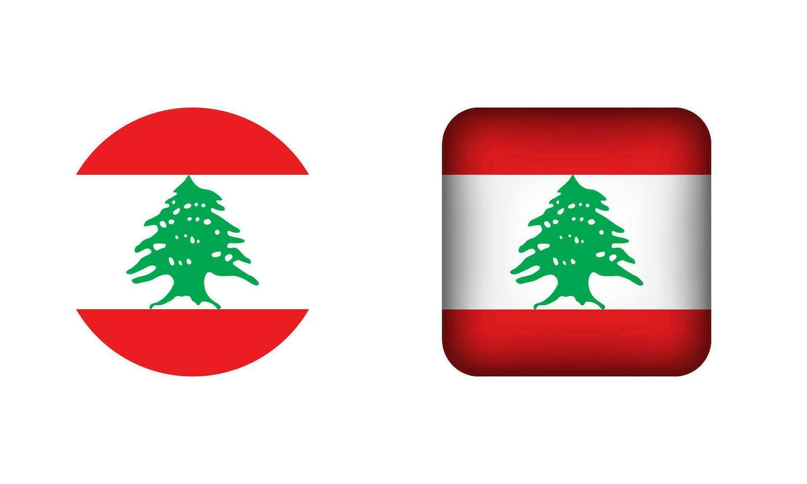 plat carré et cercle Liban nationale drapeau Icônes vecteur