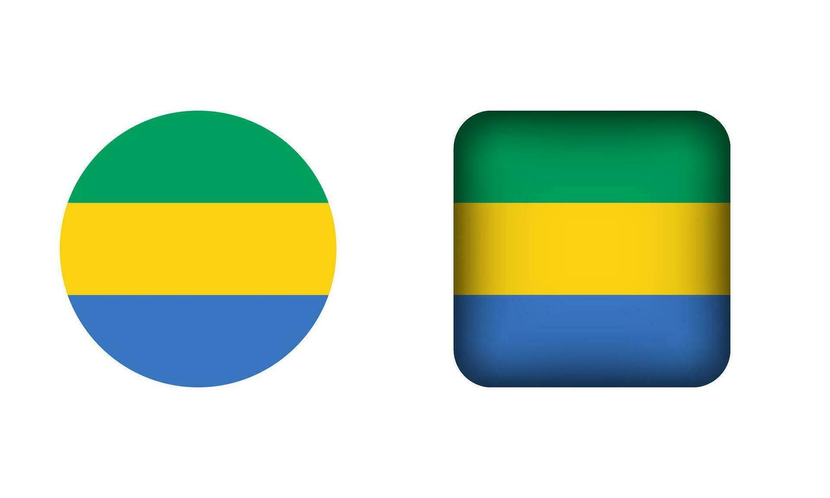 plat carré et cercle Gabon nationale drapeau Icônes vecteur