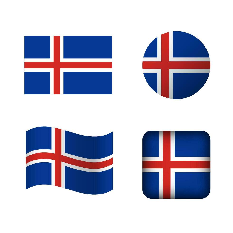 vecteur Islande nationale drapeau Icônes ensemble