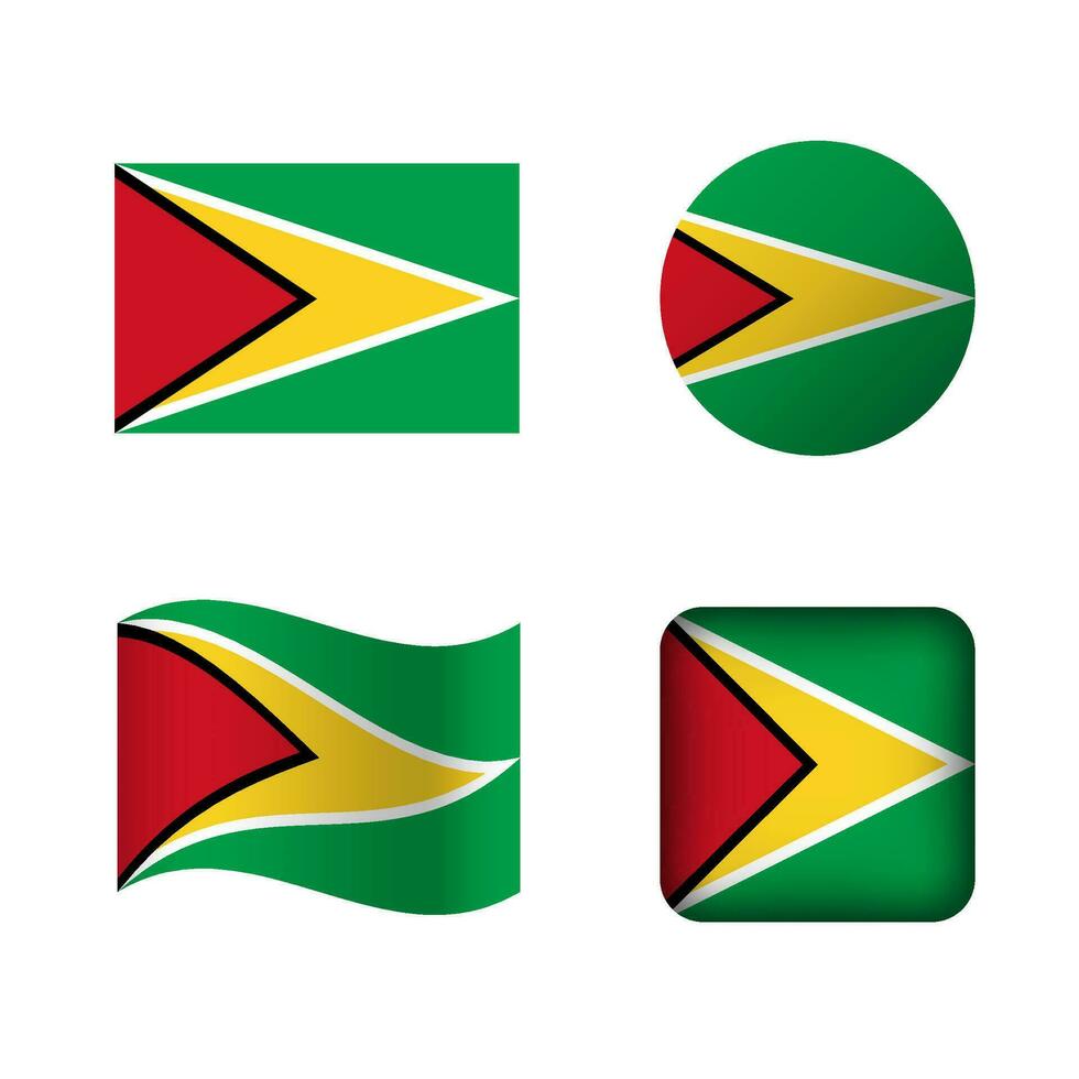 vecteur Guyane nationale drapeau Icônes ensemble
