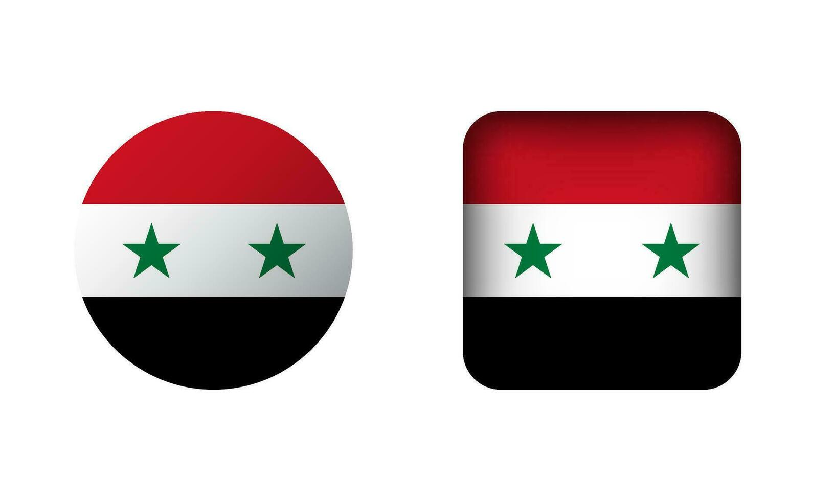 plat carré et cercle Syrie nationale drapeau Icônes vecteur