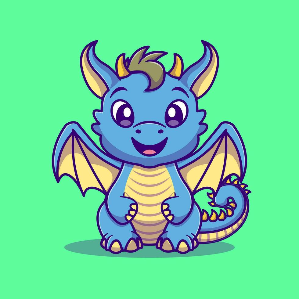 mignonne bébé dragon dessin animé vecteur icône illustration animal la nature icône concept isolé