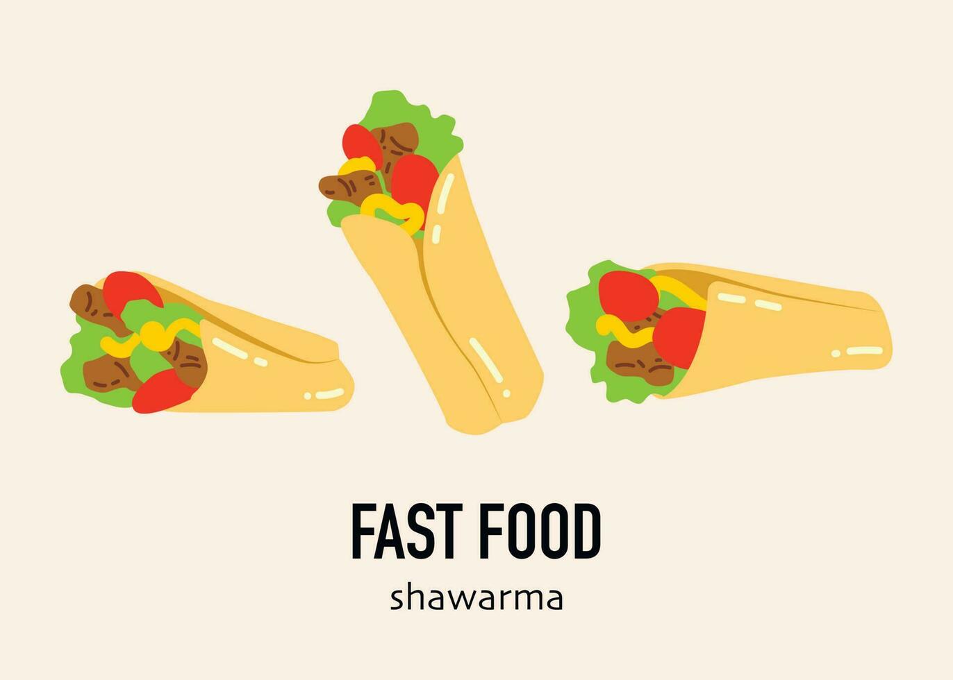 plat icône pour une savoureux shawarma sandwich vecteur