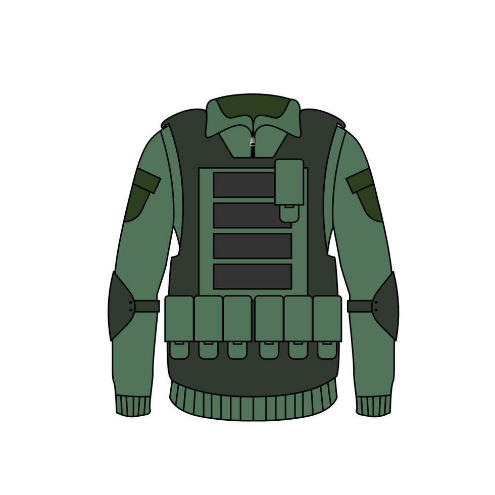 tactique Vêtements modèle avec une gilet. gilet conception pour militaire opérations vecteur