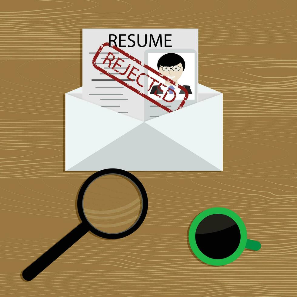 le déni de emploi. reprendre à emploi rejeté. affaires emploi, recrutement rejeté. vecteur illustration