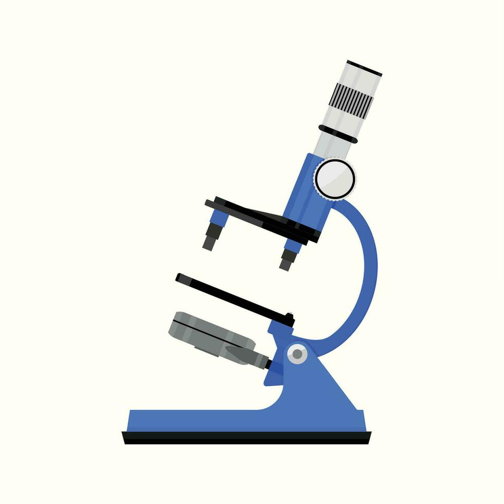 microscope isolé plat. microscope faire glisser et scientifique. microscope équipement instrument scientifique pour chimie et médicament expérience, vecteur illustration