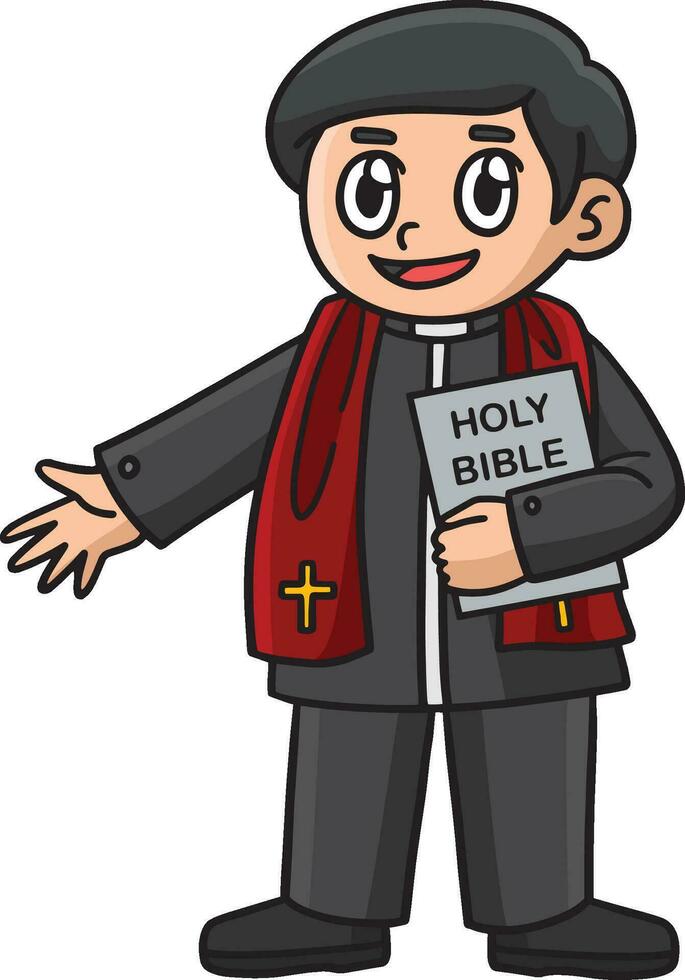 Christian prêtre dessin animé coloré clipart vecteur