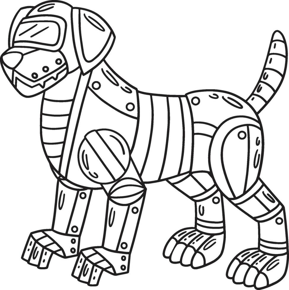 robot chien isolé coloration page pour des gamins vecteur