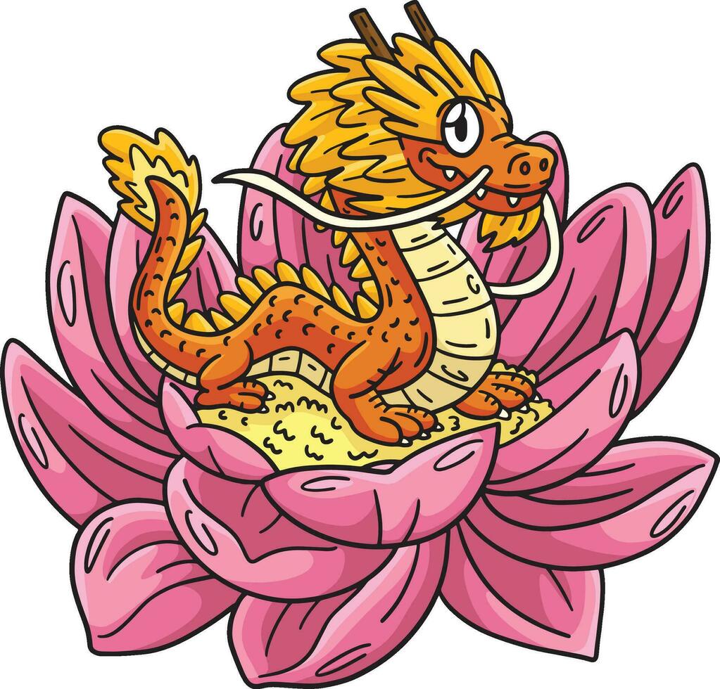 année de le dragon petit dragon fleur clipart vecteur