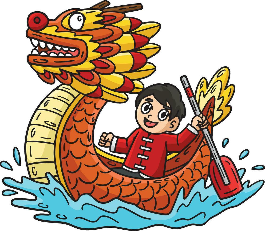année de le dragon dragon bateau dessin animé clipart vecteur