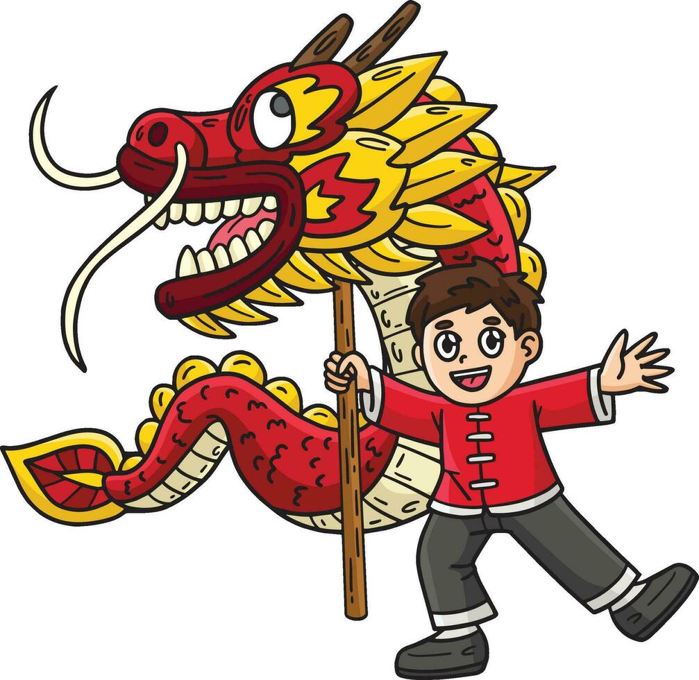 année de le dragon dragon Danse clipart vecteur