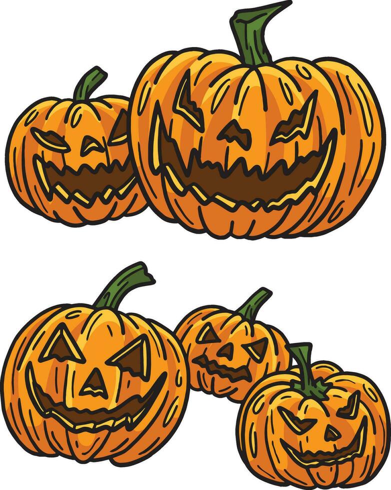 Halloween citrouille tête dessin animé coloré clipart vecteur