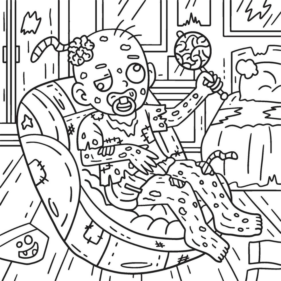 zombi bébé coloration pages pour des gamins vecteur