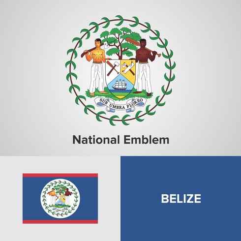 Emblème national du Belize, carte et drapeau vecteur