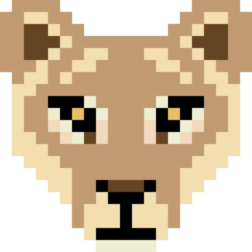 Lion dessin animé icône dans pixel style vecteur
