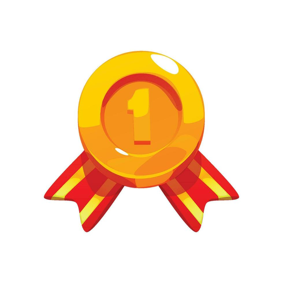 vecteur d'or nombre un prix médailles avec rouge rubans badge