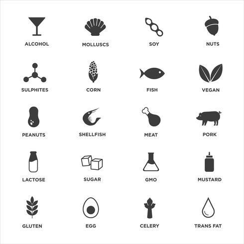 Allergen icons set. vecteur