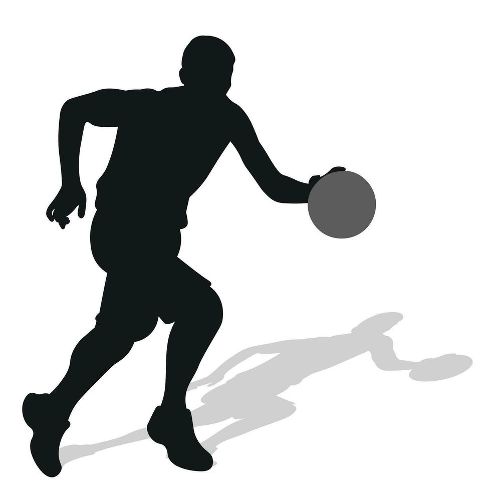 basket-ball, noir silhouette de un athlète basketball joueur avec une Balle vecteur