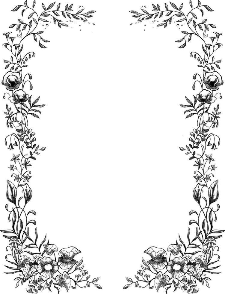 sauvage fleur frontière illustration avec ancien style vecteur