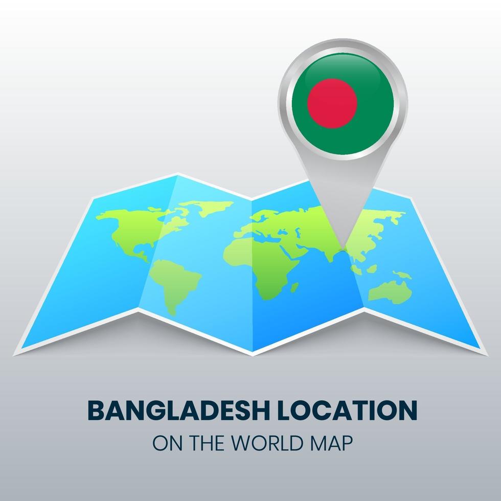 icône de localisation du bangladesh sur la carte du monde vecteur