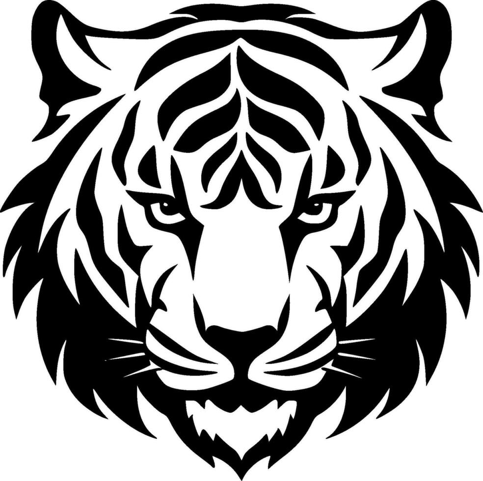 tigre - noir et blanc isolé icône - vecteur illustration