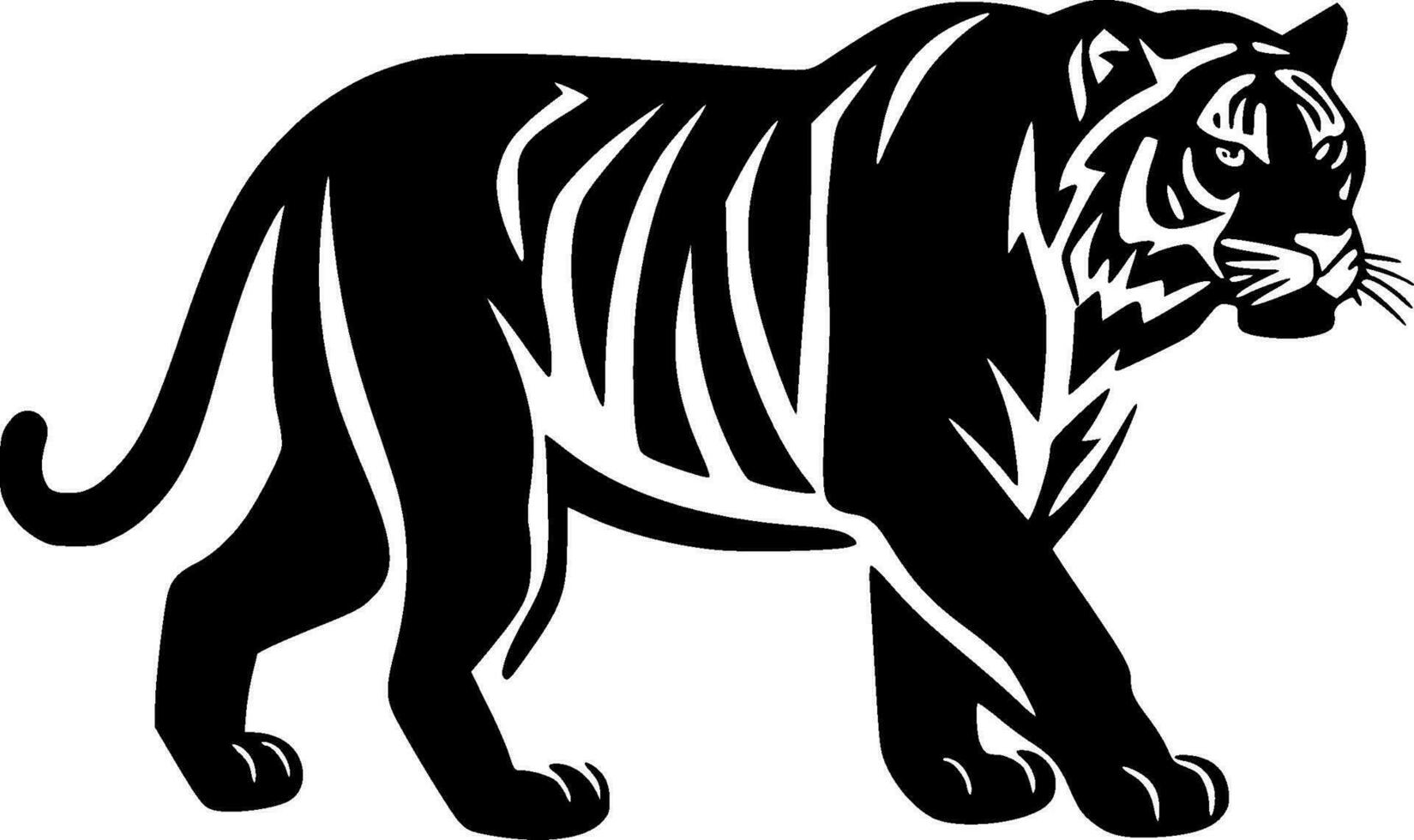 tigre - noir et blanc isolé icône - vecteur illustration