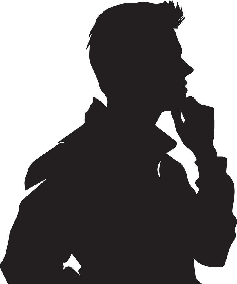 en pensant homme vecteur silhouette illustration