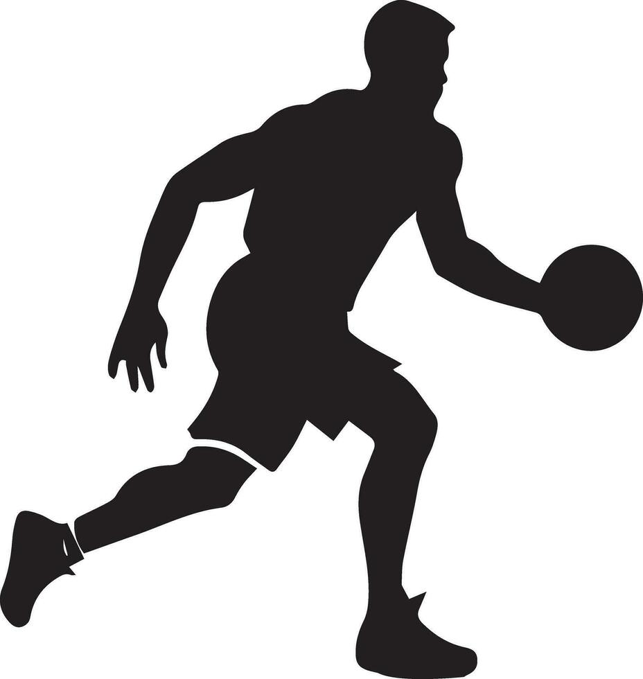 basketball joueur vecteur silhouette, une basketball joueur en jouant sur le champ sept