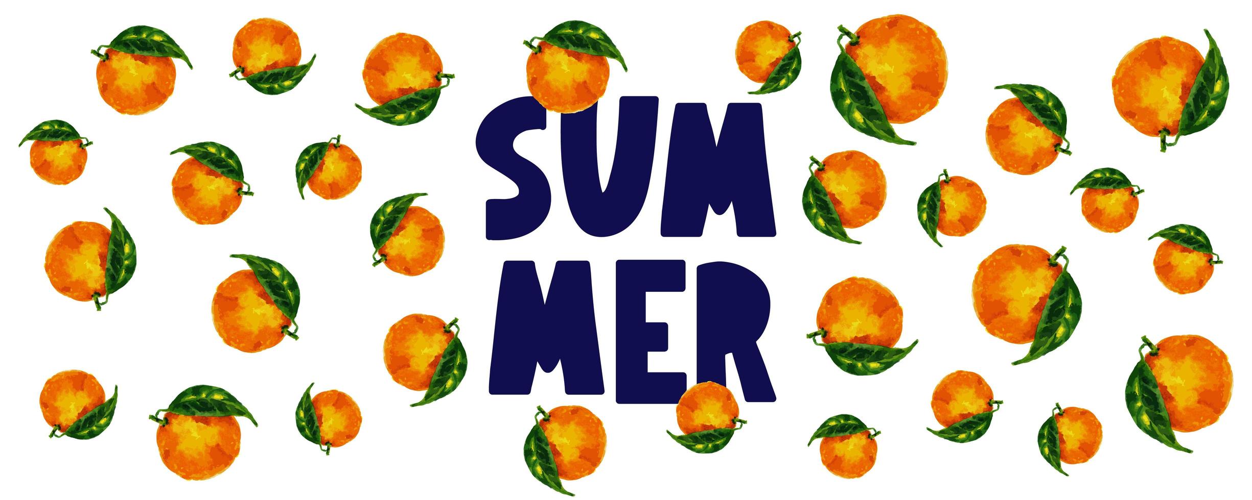 bannière de vente d'été avec vecteur de lettre orange de fruits