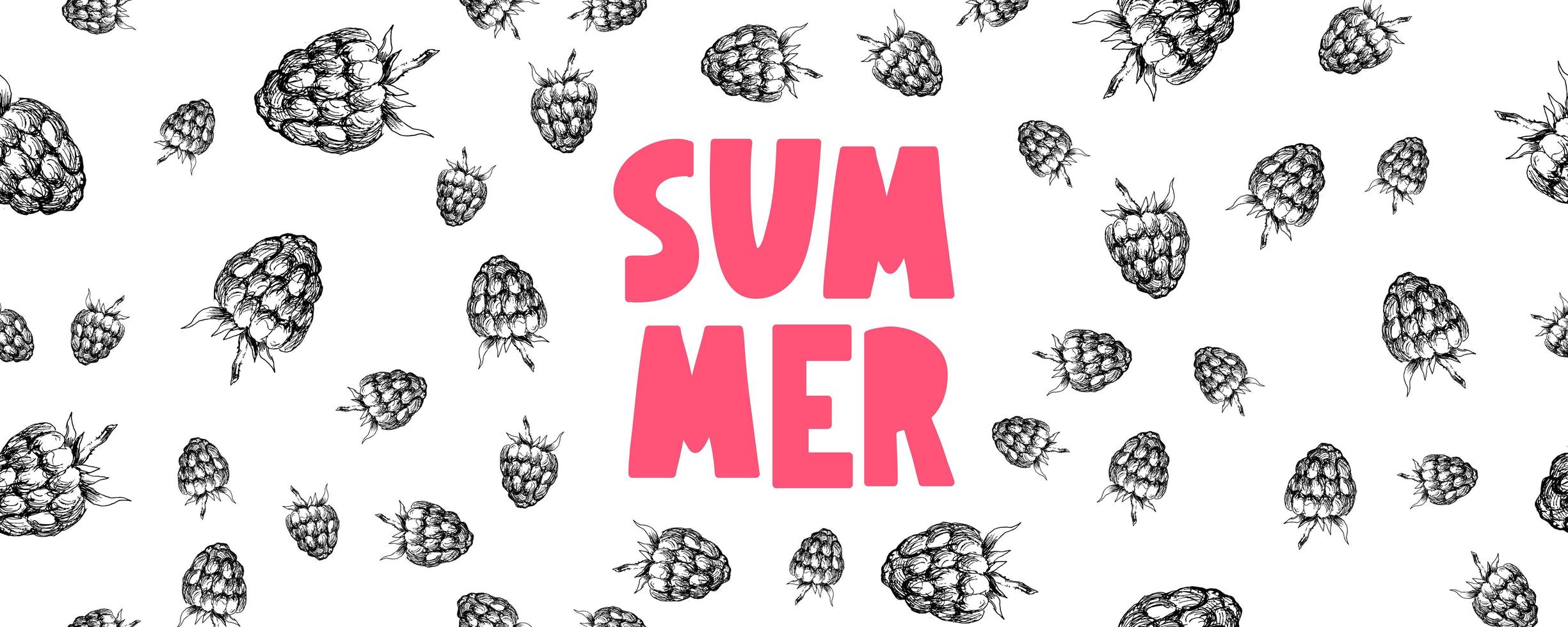 bannière de vente d'été avec vecteur de lettre de fruits framboise baies