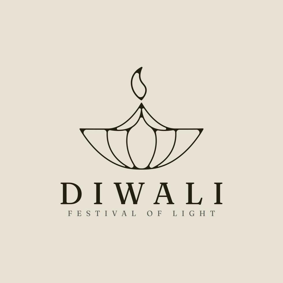 diwali ligne art logo vecteur illustration avec minimaliste conception. Festival de lumière symbole.