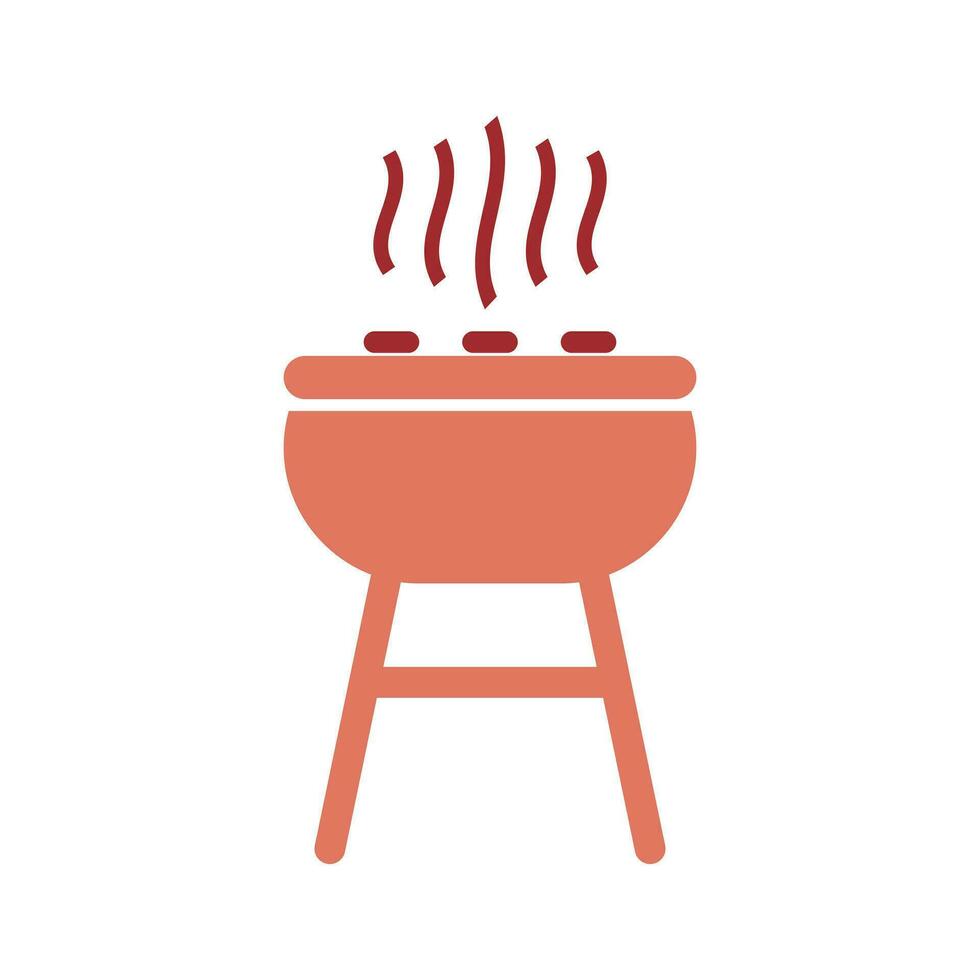 un barbecue gril isolé icône vecteur illustration conception graphique plat style rouge Couleur