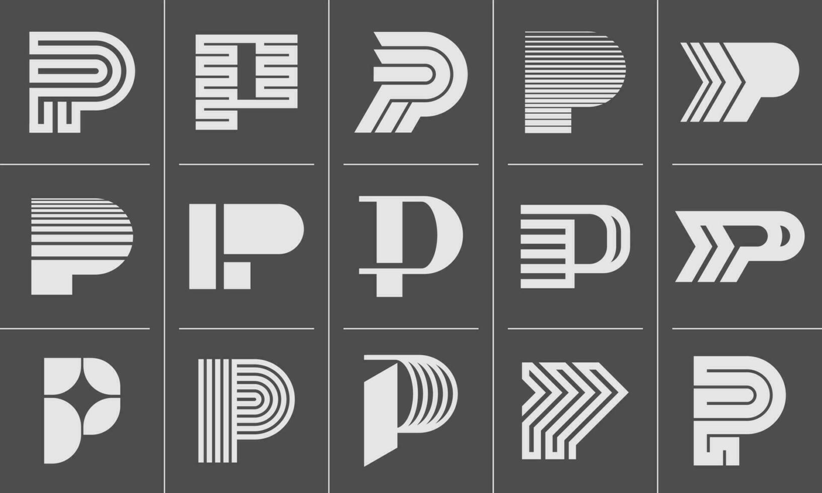 La technologie ligne logo p lettre icône conception ensemble vecteur