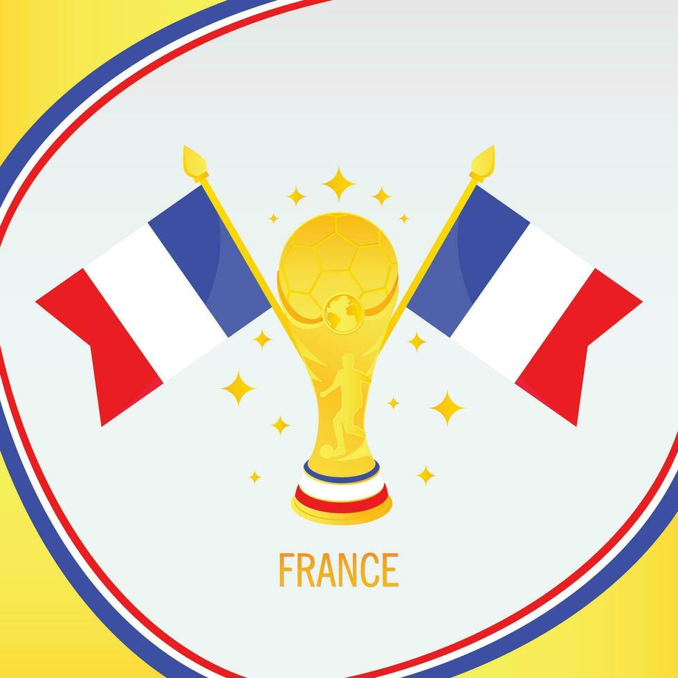 or Football trophée tasse et France drapeau vecteur