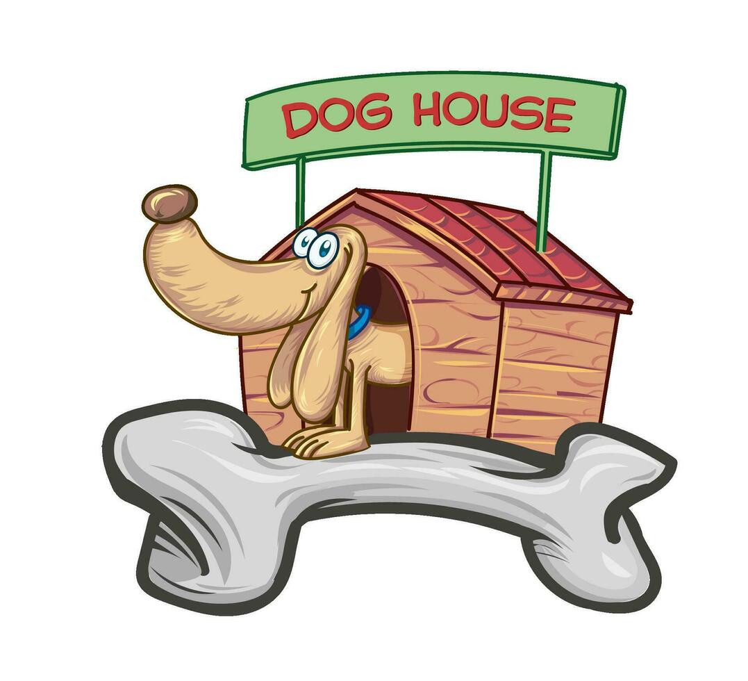 mignonne chiot chien maison.personnage dessin animé vecteur
