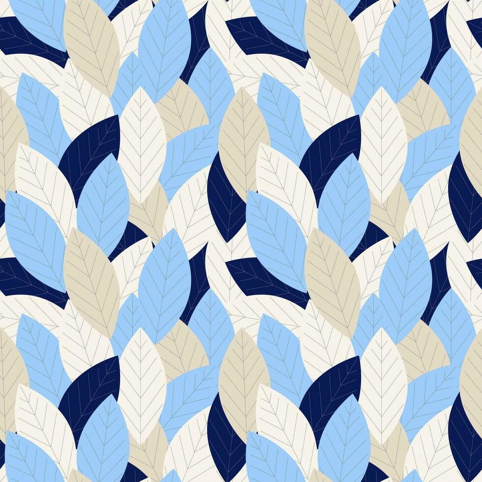 hiver modèle Contexte de bleu et beige feuilles vecteur