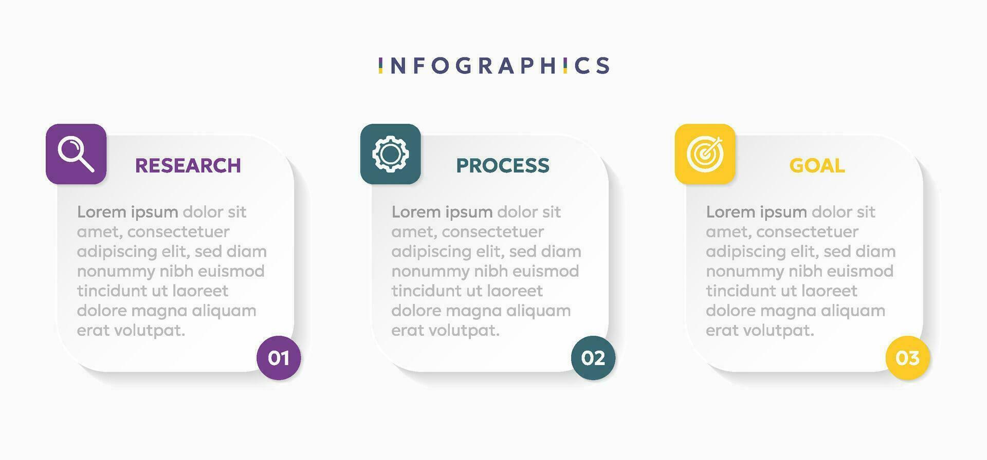 moderne affaires infographie modèle avec 3 les options ou pas Icônes. vecteur