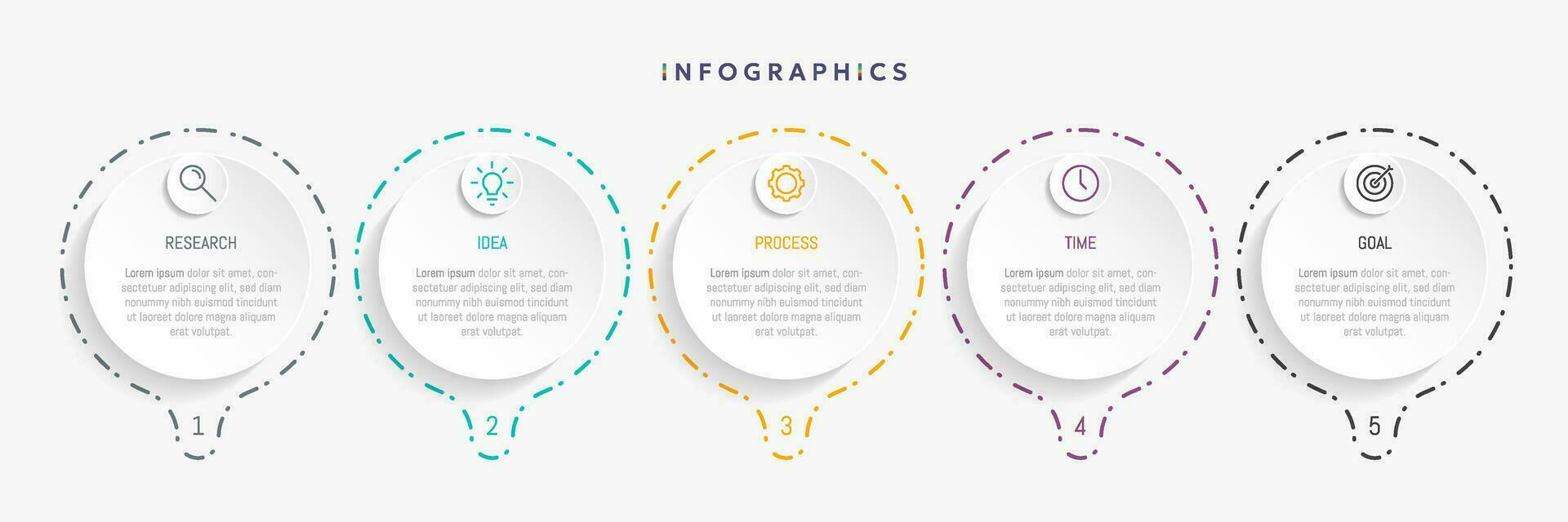 moderne affaires infographie modèle, cercle forme avec 5 les options ou pas Icônes. vecteur