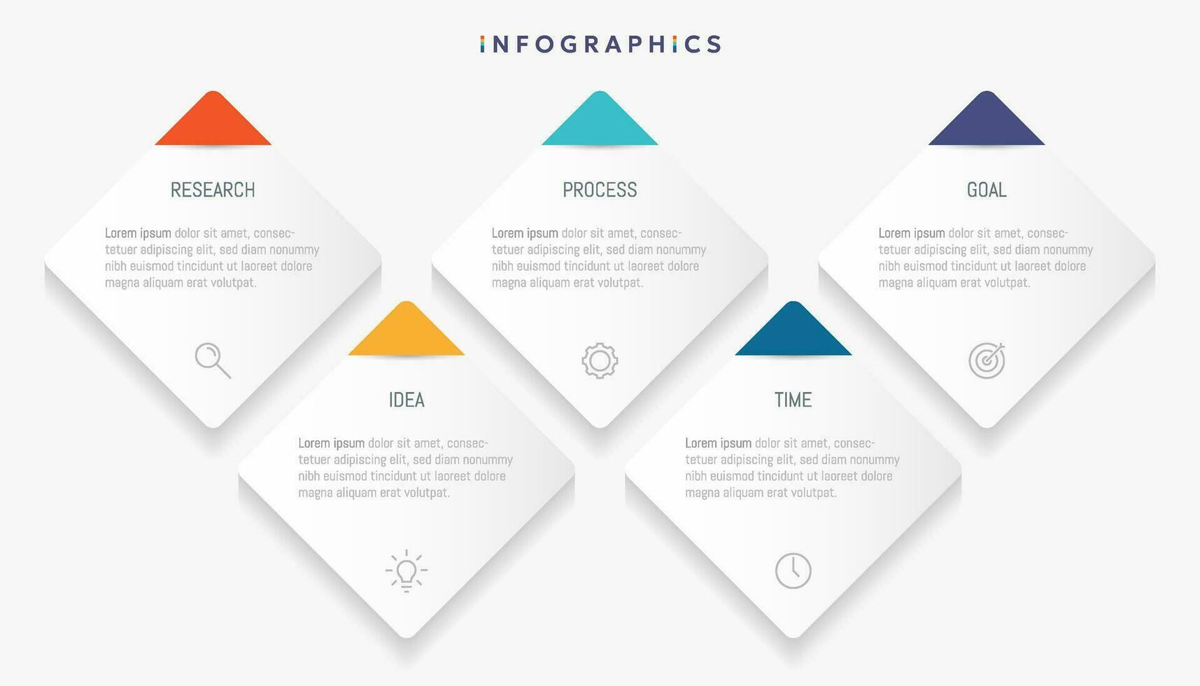 moderne affaires infographie modèle, carré forme avec 5 les options ou pas Icônes. vecteur