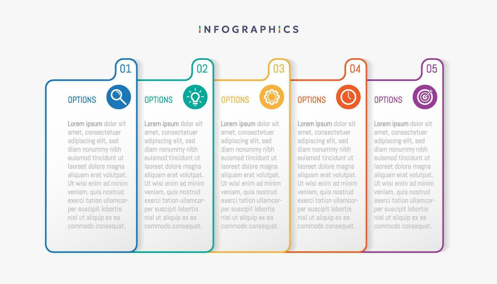 moderne affaires infographie modèle avec 5 les options ou pas Icônes. vecteur