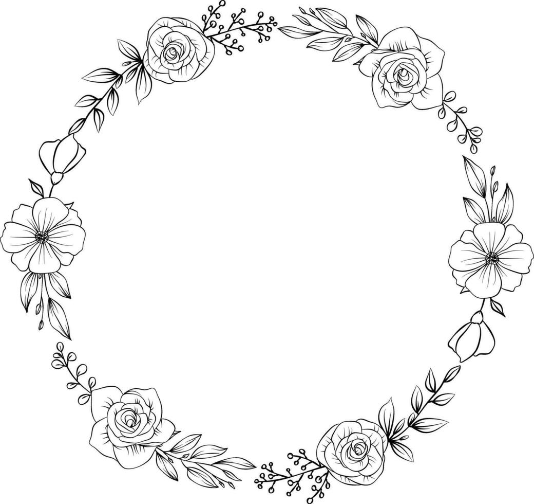 ancien fleur vecteur image. esquisser composition, des roses, et feuilles, noir et blanc main tiré fleurs