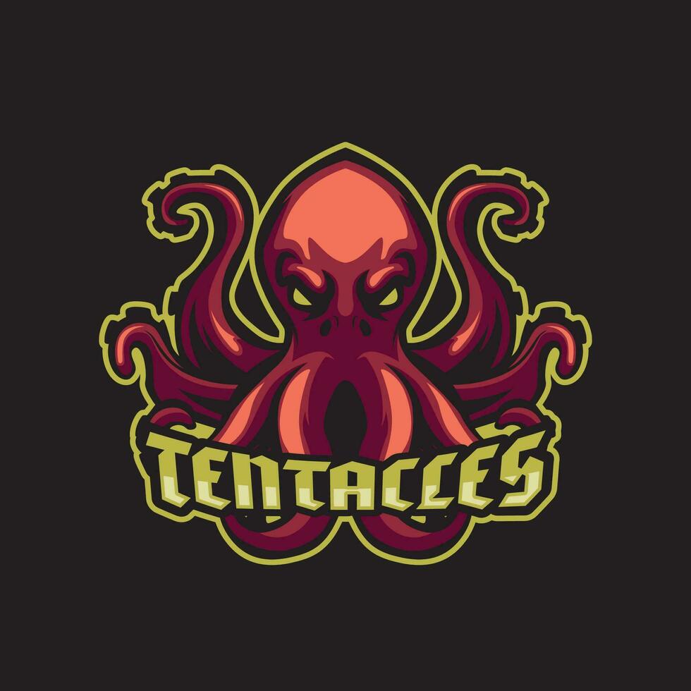 tentacules calamar mascotte logo pour des sports ou emblème vecteur