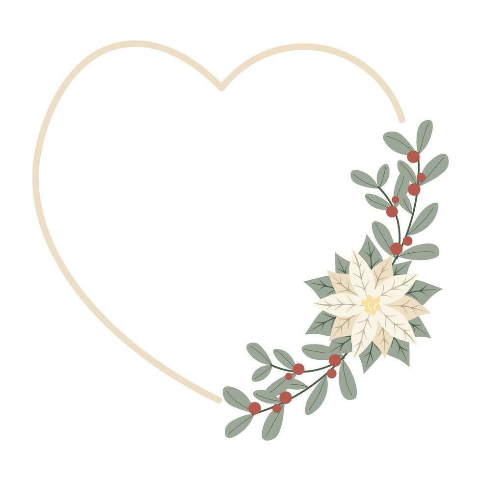 Noël Cadre avec blanc poinsettia fleur.design pour Nouveau année et Noël cartes, scrapbooking, autocollants, planificateur, invitations vecteur