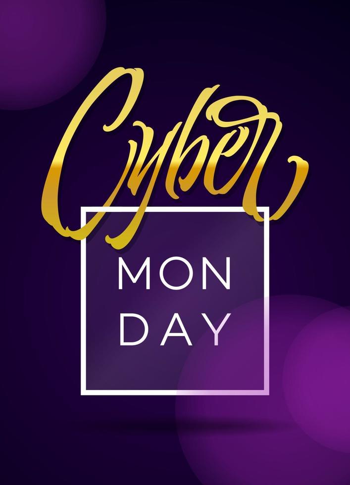 typographie du cyber lundi. modèle de bannière promotionnelle avec lettrage vecteur