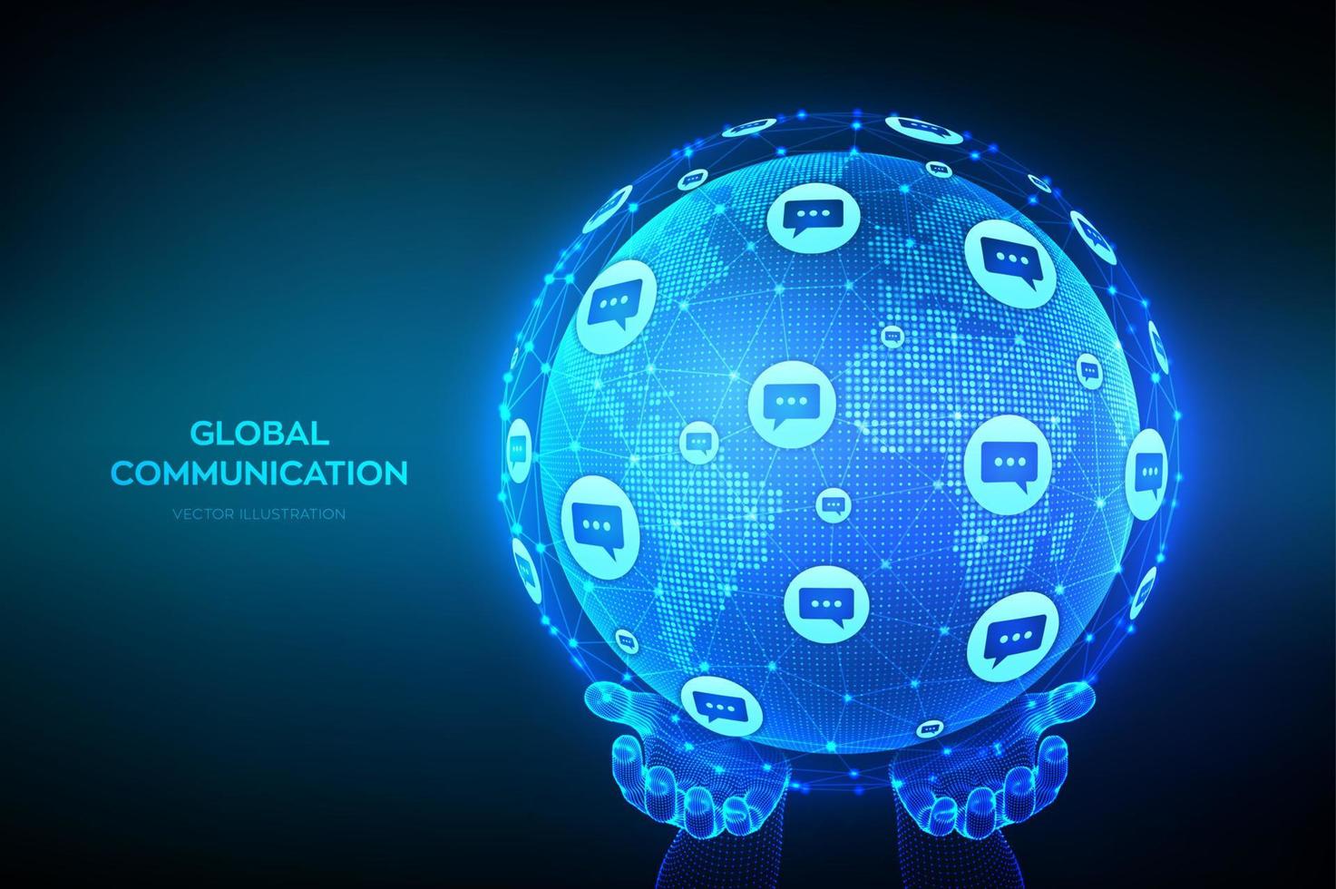 concept de communication globale. composition des points et des lignes de la carte du monde. vecteur