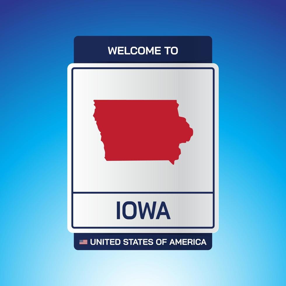 Le signe États-Unis d'Amérique avec message, Iowa et carte vecteur