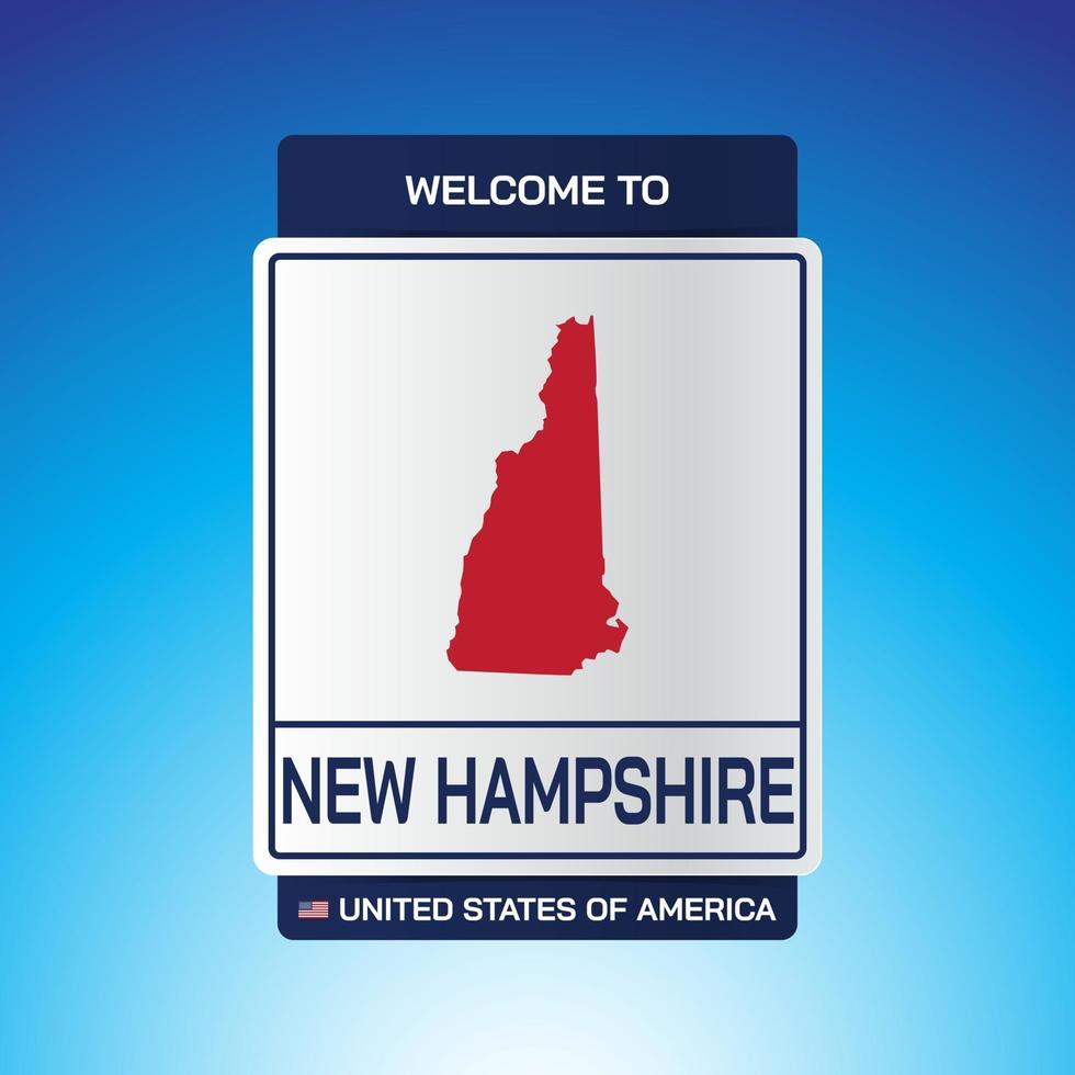 le signe états-unis d'amérique avec message, new hampshire et carte vecteur