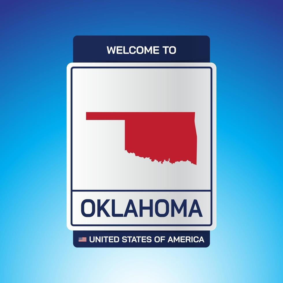 le signe états-unis d'amérique avec message, oklahoma et carte vecteur